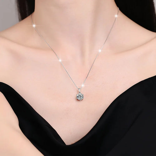 1Carat Genuine Moissanite Pendant Necklace for Women
