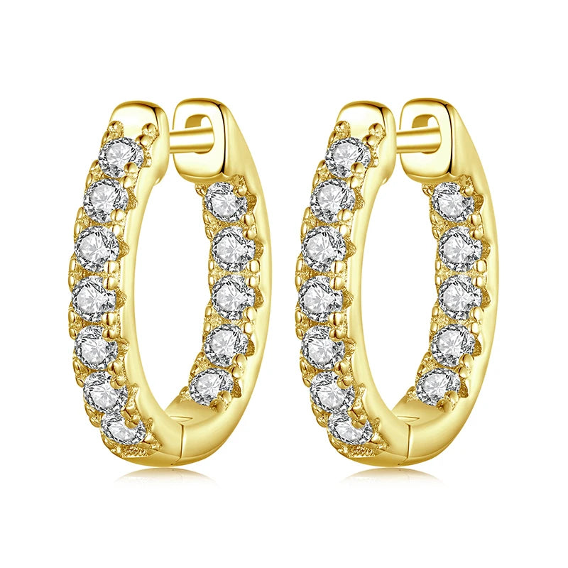 Bamoer U Moissanite Hoop Earrings 925 Sterling Silver - gold