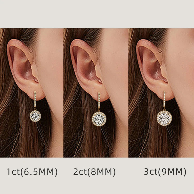 Anziw 3.0CT D Moissanite Pendant Hoop Earrings 925