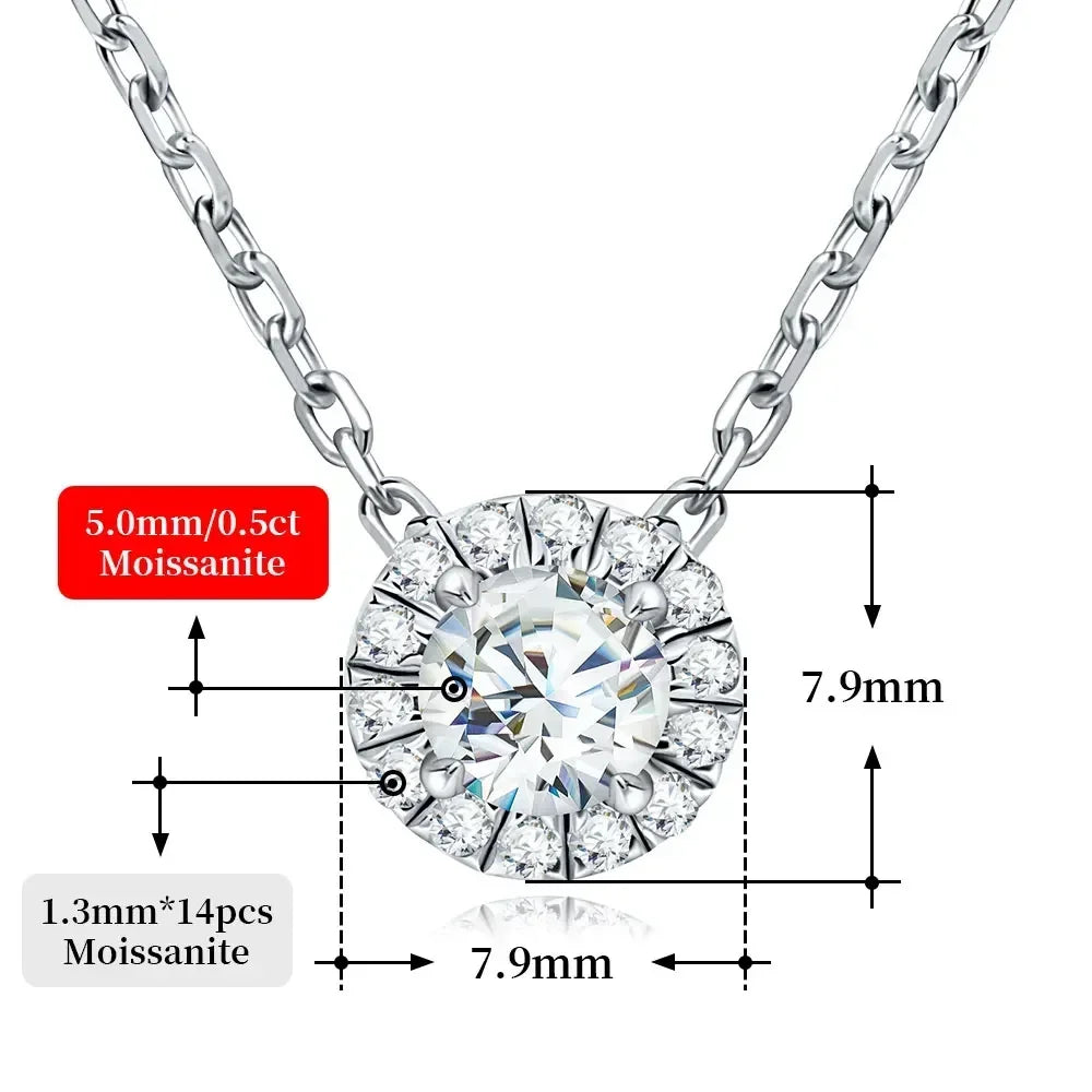 M-JAJA Moissanite Necklace 0.5ct/1ct D Color Round