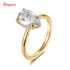 Bague de fiançailles solitaire Smyoue en moissanite et zircon pour femme, 7 x 11 mm