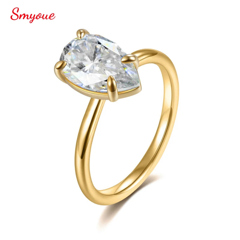 Smyoue 7*11mm Zircon Moissanite Solitaire Women