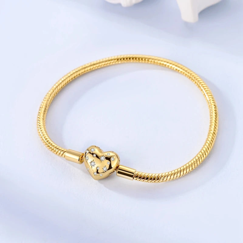 925 Sterling Silver Bracelets 17-20CM Original Golden