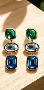Multi Color Blue And Green Crystal Jewelry Set Gold - MY241008021G604