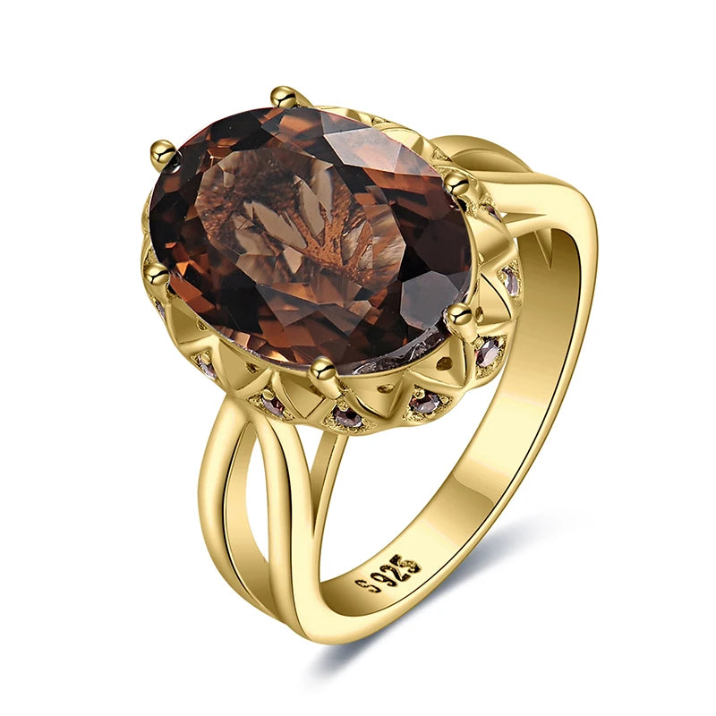 JewelryPalace Large 5.7ct Genuine Oval Smoky Quart