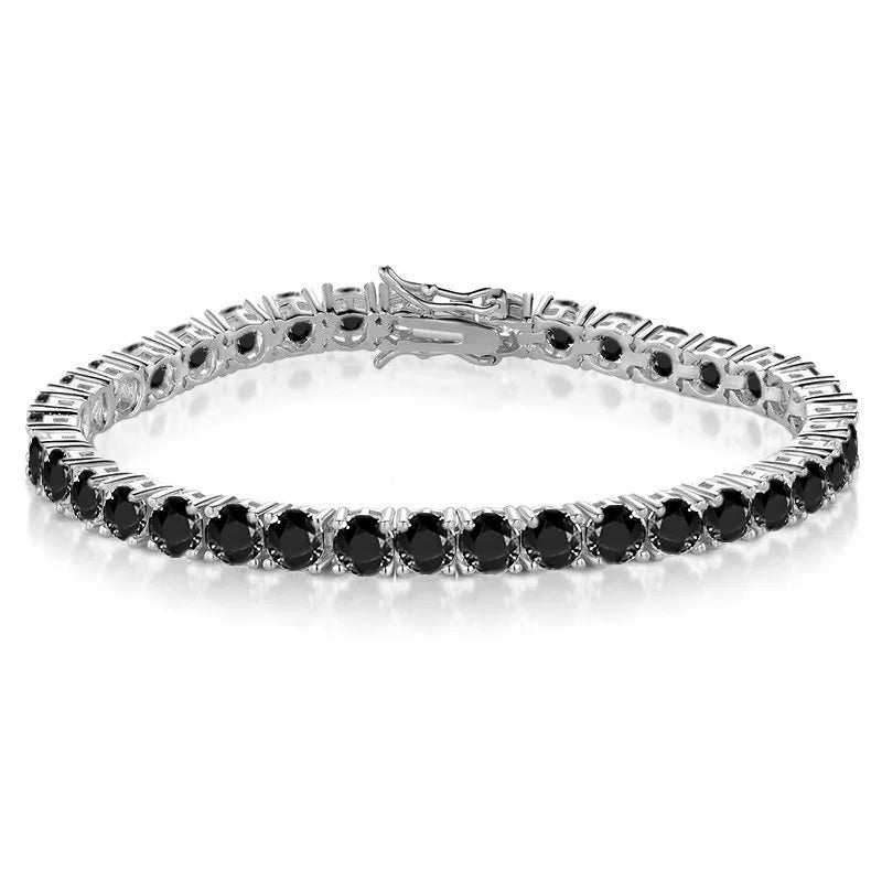 EUREKA  Hip Hop Tennis Bracelet Zirconia Copper - 4MM  Rhodium / 21cm / black, 4MM  Rhodium / 19cm / black, 4MM  Rhodium / 17cm / black, 3MM  Rhodium / 21cm / black, 3MM  Rhodium / 19cm / black, 3MM  Rhodium / 17cm / black