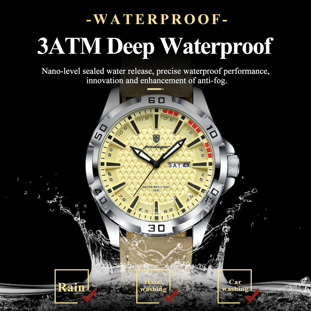POEDAGAR Original Business Man Wristwatch Waterproof