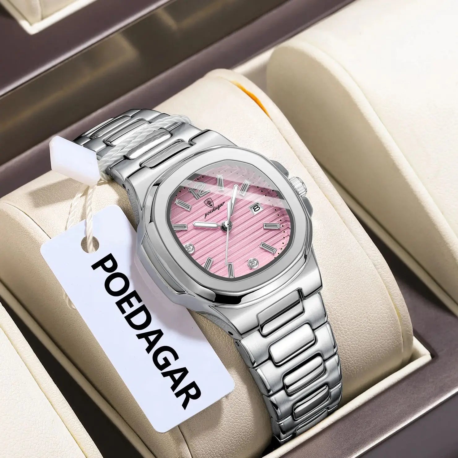 POEDAGAR Square Fashion Woman Wristwatch Luminous
