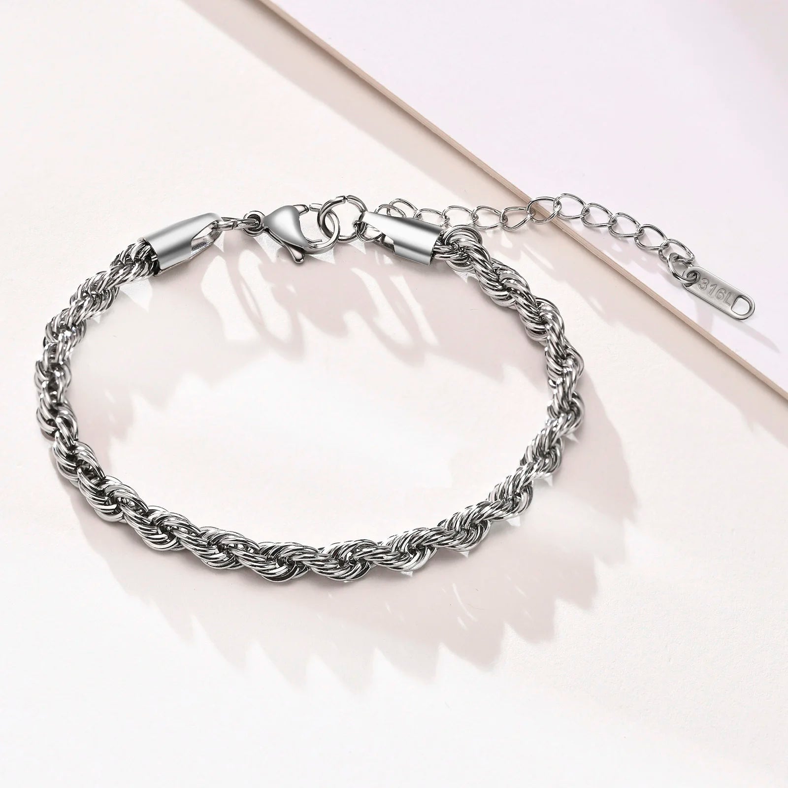 2-5MM Stainless Steel Rope Bracelets for Boys,Adju