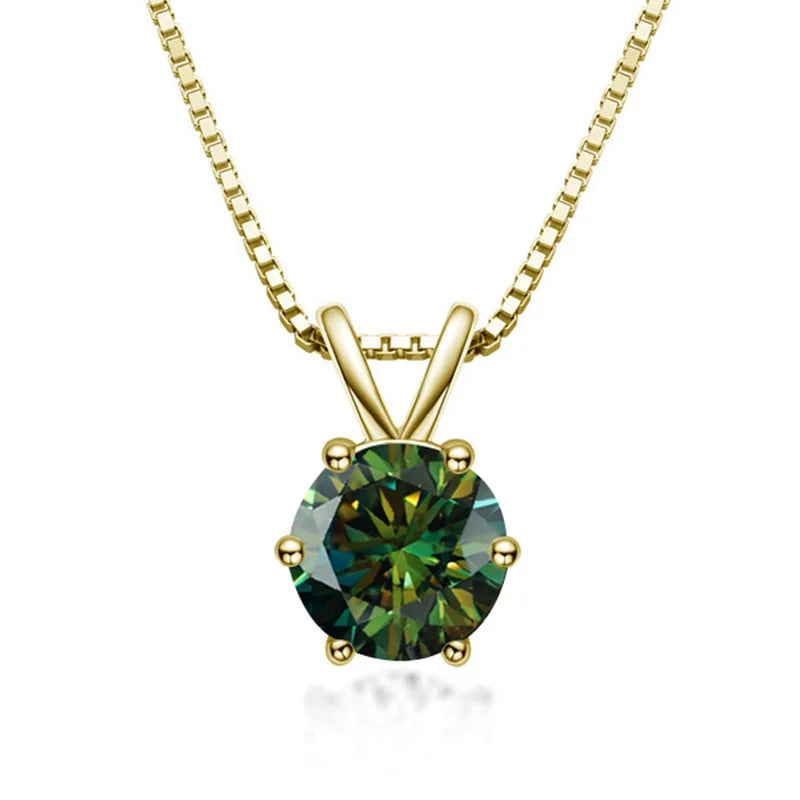 Bague Ringen 100% 925 Sterling Silver 1ct Moissanite - green gold