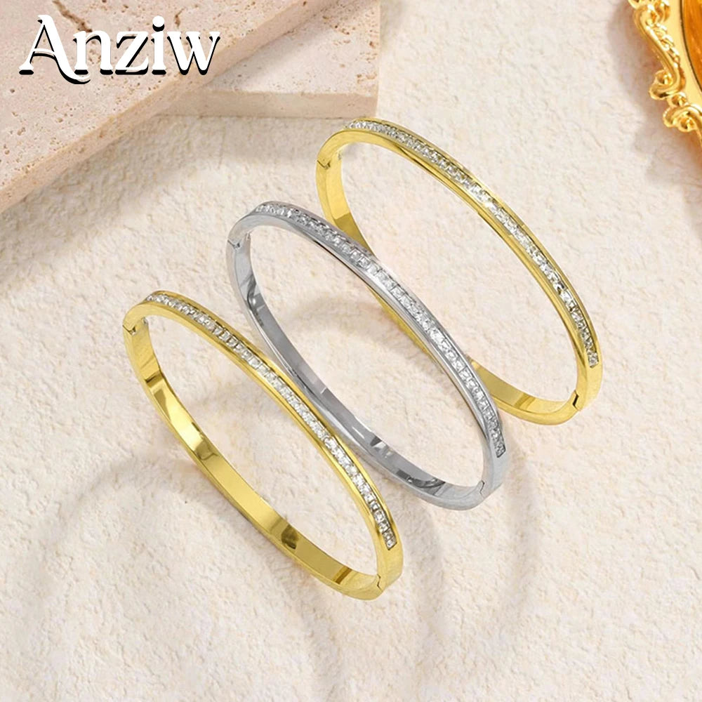 Anziw Luxury Moissanite Single-Row Starry Sky Bangles