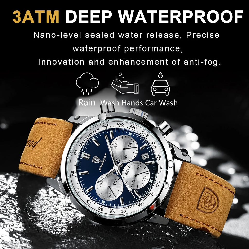 POEDAGAR Top Brand Men's Quartz Watch Waterproof