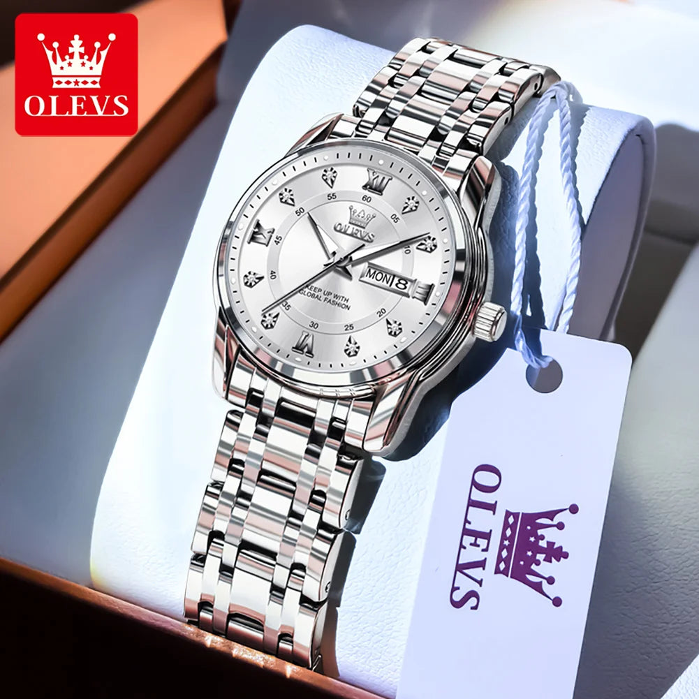 OLEVS 5513 Mens Watch Original Fashion Brand Quartz - Women Silver White / Yes