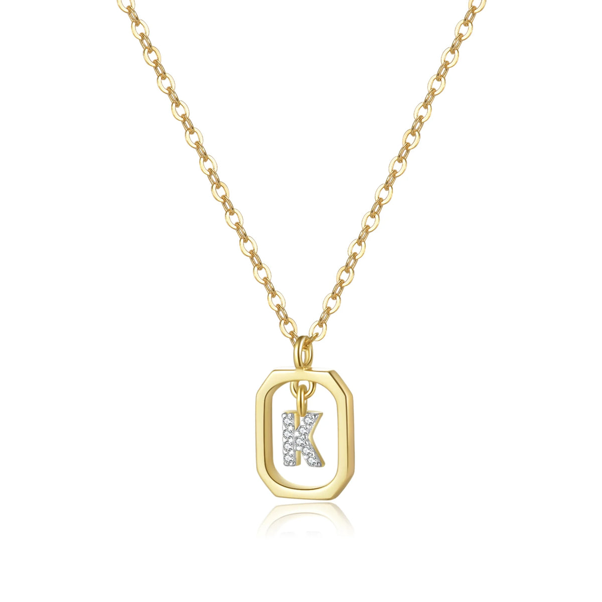 ANDYWEN 925 Sterling Silver Gold Inital Pendant Luxury - Gold K