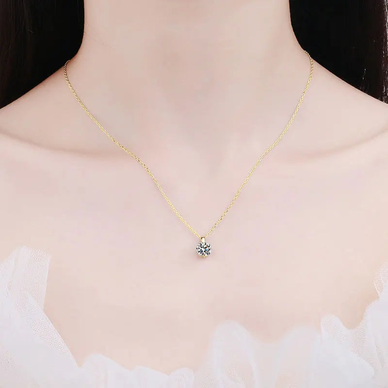 OXTAO 2CT 1CT D Color Real Moissanite Pendant Necklace