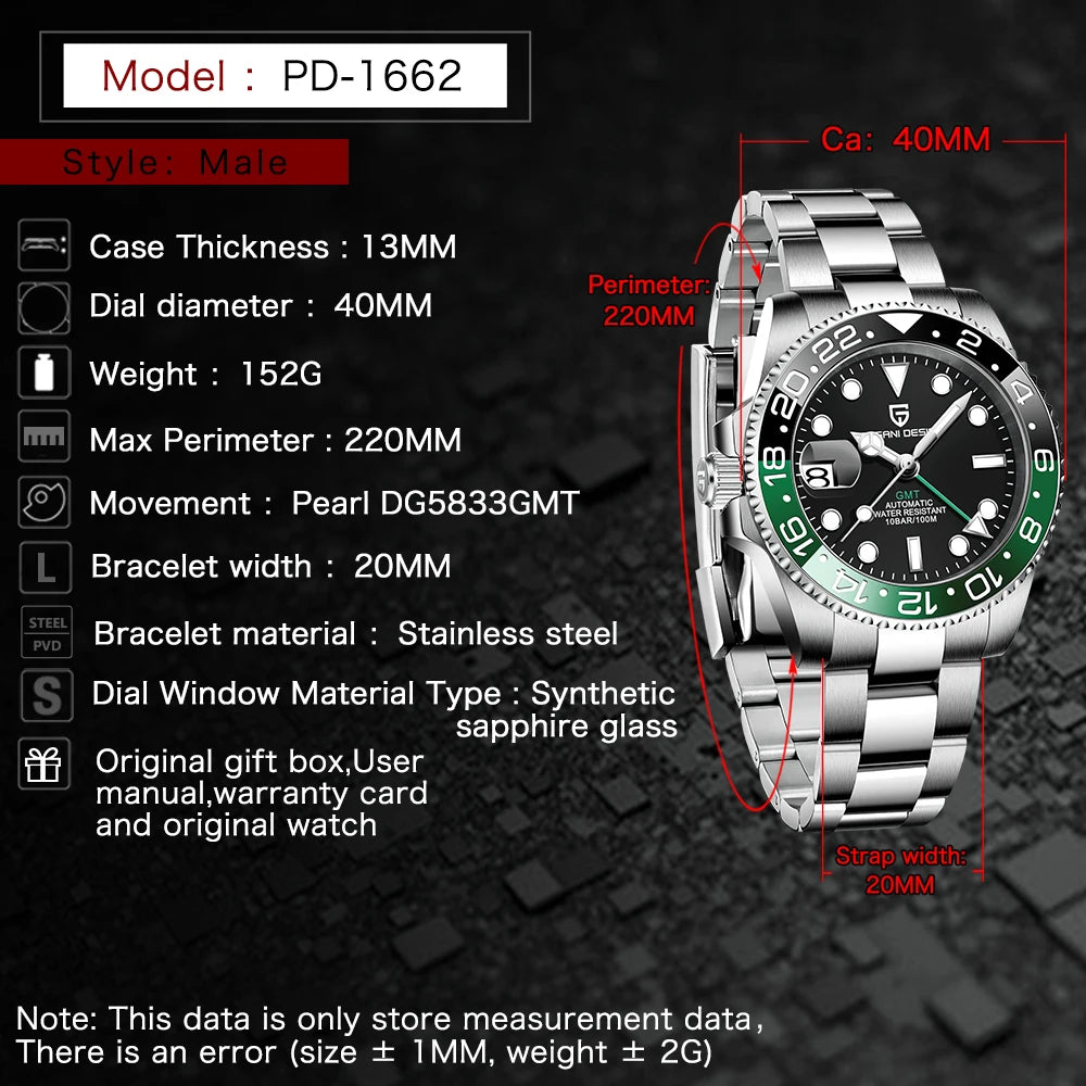 Pagani Design 40MM Ceramic GMT Automatic Watch