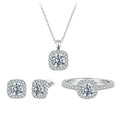 BAMOER 0.5-3.5CT Moissanite Necklace Stud Earrings 925 - Jewelry Set size6, Jewelry Set size 8, Jewelry Set size7