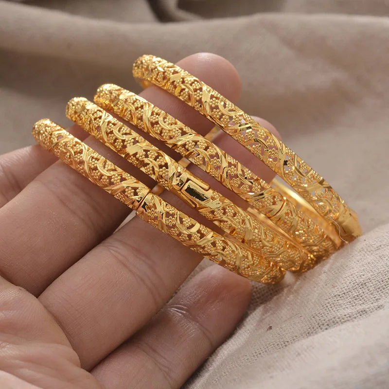 Bracelets Dubai Gold Color Bangles For Women Men Girls