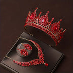 3Pcs Crystal Crown Necklace Earring Set Rhinestone