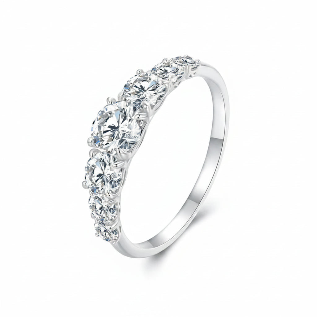 Bamoer Moissanite Ring Heart Setting D Color VVS1 EX