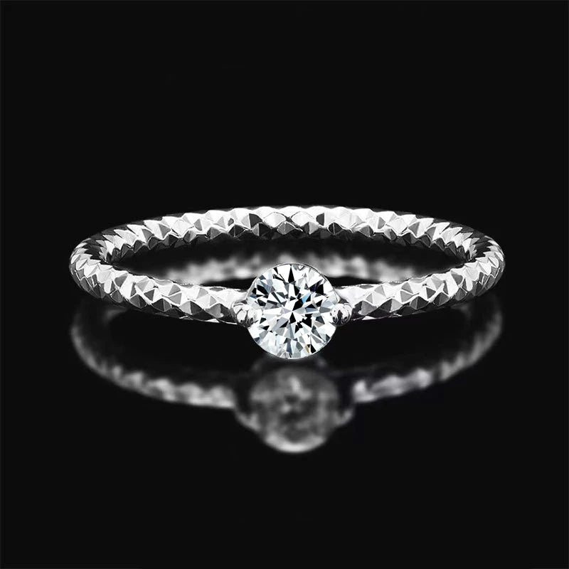 0.3ct Moissanite Ring for Women 18k White Gold.