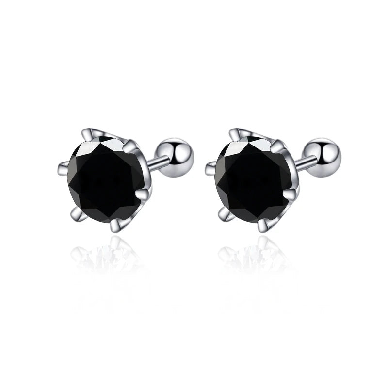 Gica Gema 0.5-2ct Moissanite Screw Stud Earrings D - black / 0.5ct and 0.5ct, black / 0.8ct and 0.8ct, black / 0.2ct and 0.2ct, black / 0.3ct and 0.3ct, black / 1ct and 1ct, black / 2ct and 2ct