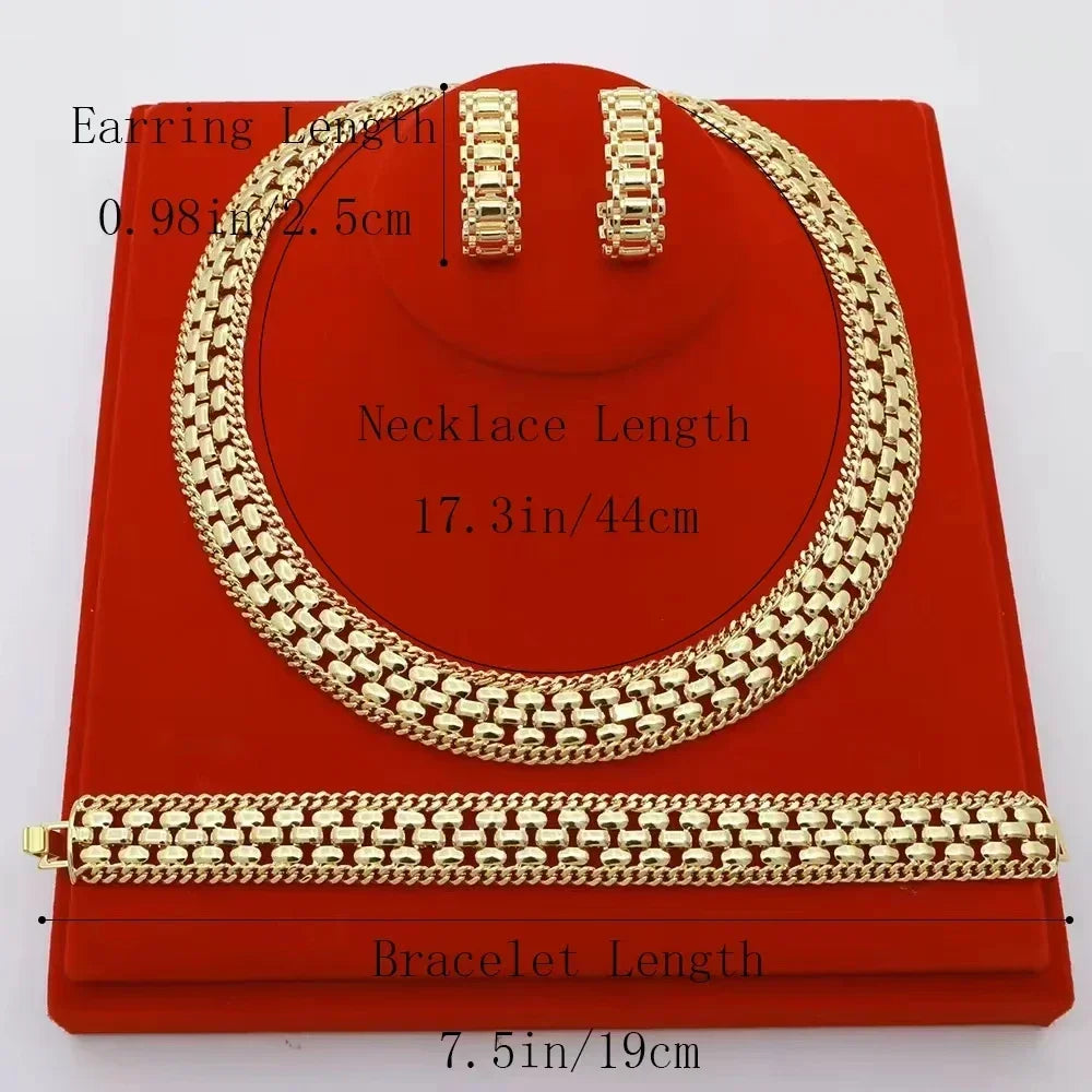 Dubai Luxury Handmade Women Jewelry Set 18k Gold-P.
