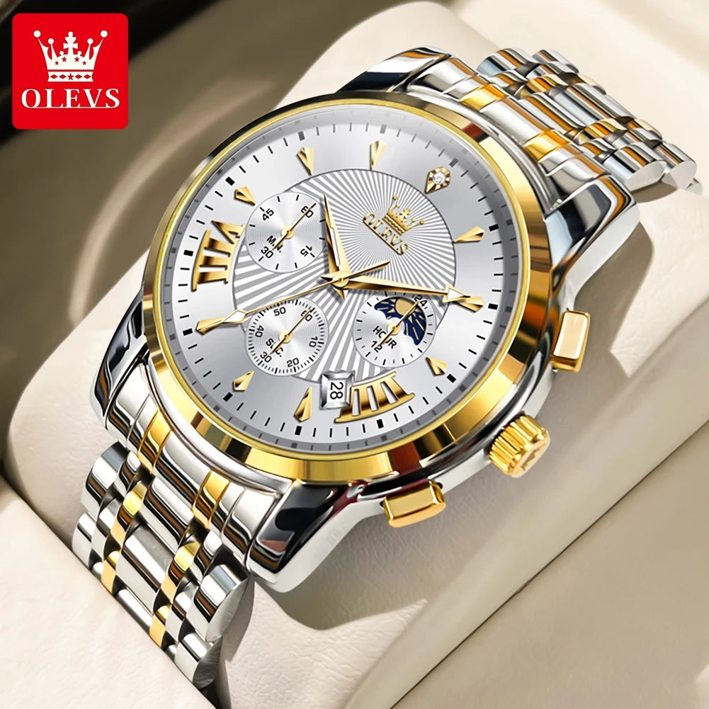 Olevs Men's Quartz Watches Top Brand Stainless.