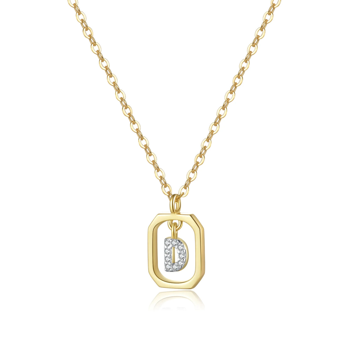 ANDYWEN 925 Sterling Silver Gold Inital Pendant Luxury - Gold D