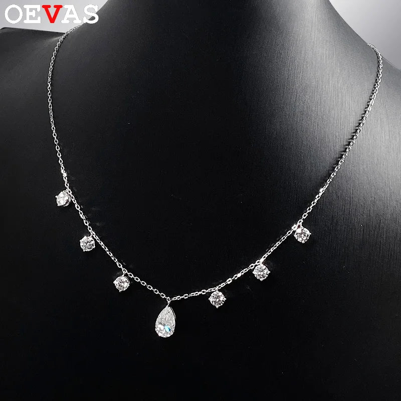 Oevas Water Drop 2-3CT 100% Real Moissanite Neckla