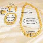 Luxury Gold Plated Cuban Link Chain Jewelry Set