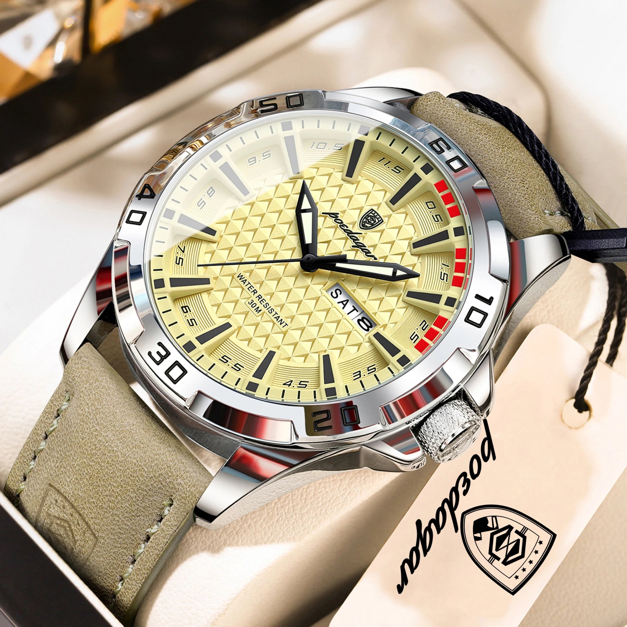 POEDAGAR Original Business Man Wristwatch Waterproof