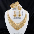 Luxury Gold Plated Necklace Earrings Bracelet Ring Set - 1 / China Mainland