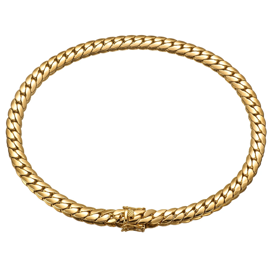 Hip Hop Bling Gold Cuban Link Chain Necklace For Men,