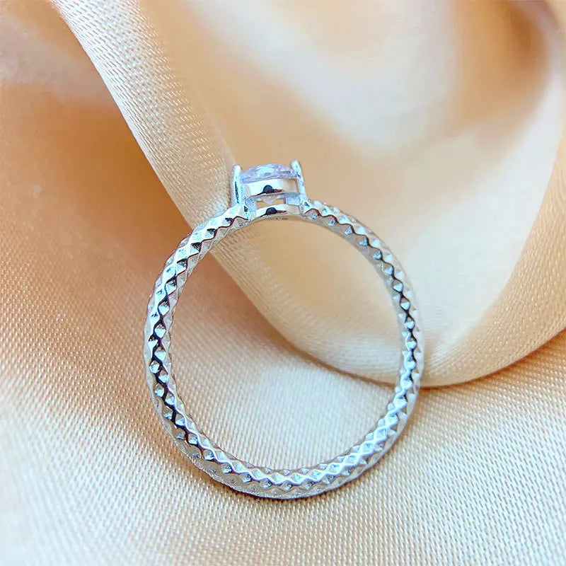 0.3ct Moissanite Ring for Women 18k White Gold.