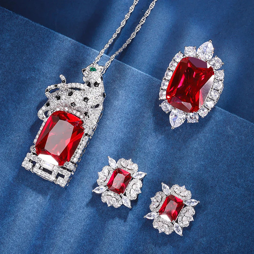 Vintage 15*20mm Ruby Gemstone Necklace Pendant