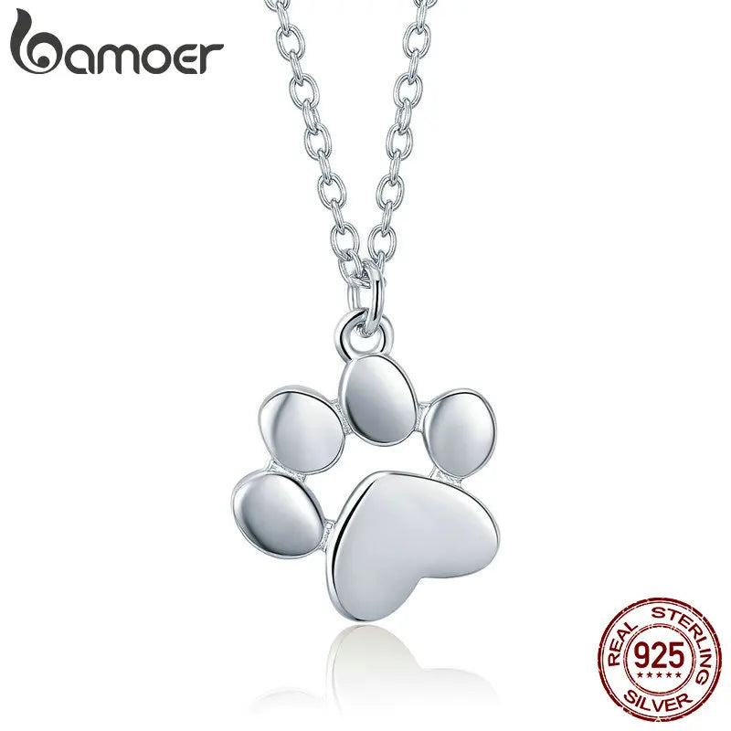 Bamoer HOT Sale Gold Silver Cat Paw Necklace Dog.