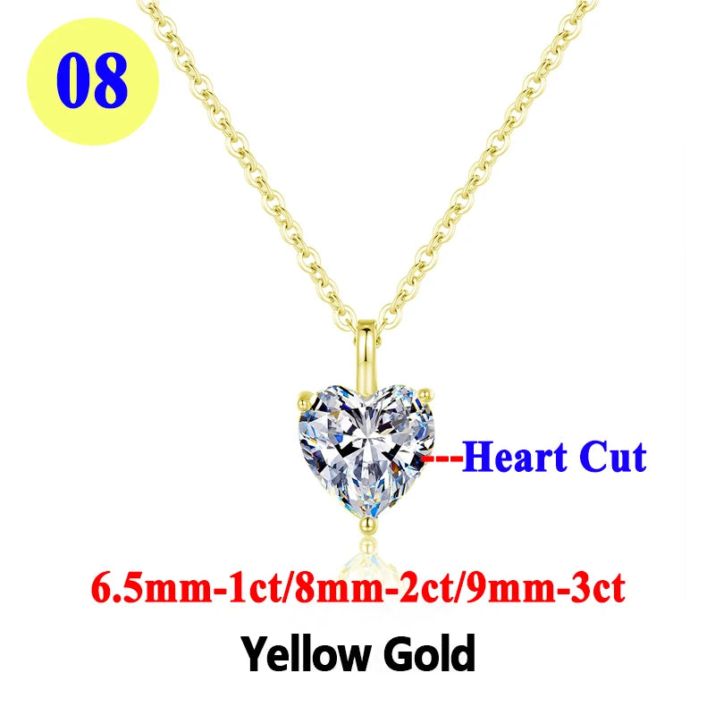 PureMax 1ct 2ct 3ct D Color VVS1 Moissanite Diamond - XL07-heart-yellow / 2ct / 45cm-add box, XL07-heart-yellow / 2ct / 45cm-add bag, XL07-heart-yellow / 3ct / 45cm-add box, XL07-heart-yellow / 3ct / 45cm-add bag, XL07-heart-yellow / 1ct / 45cm-add box, XL07-heart-yellow / 1ct / 45cm-add bag