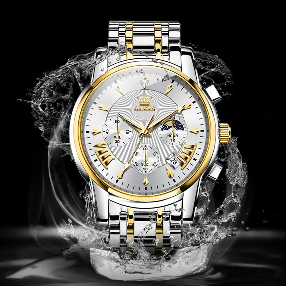 Olevs Men's Quartz Watches Top Brand Stainless.