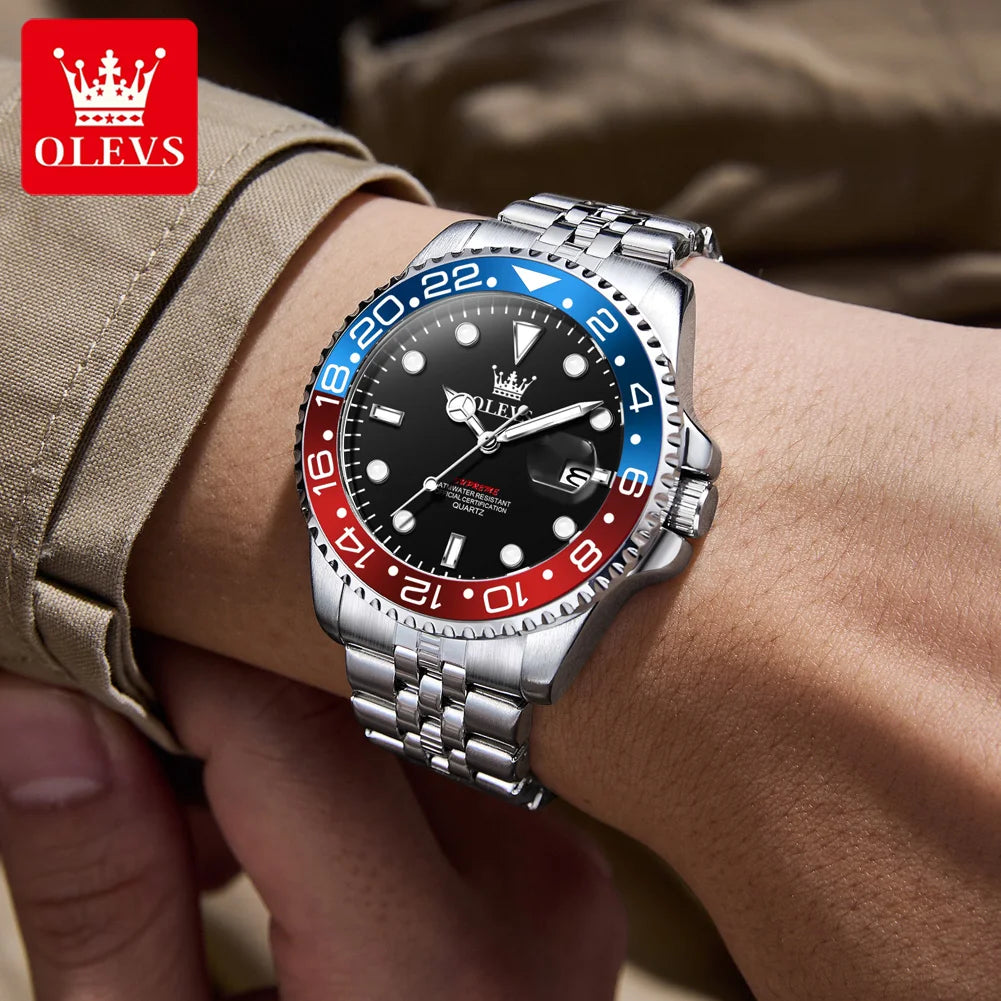 OLEVS Top Men's Watches Original Stainless Steel Date