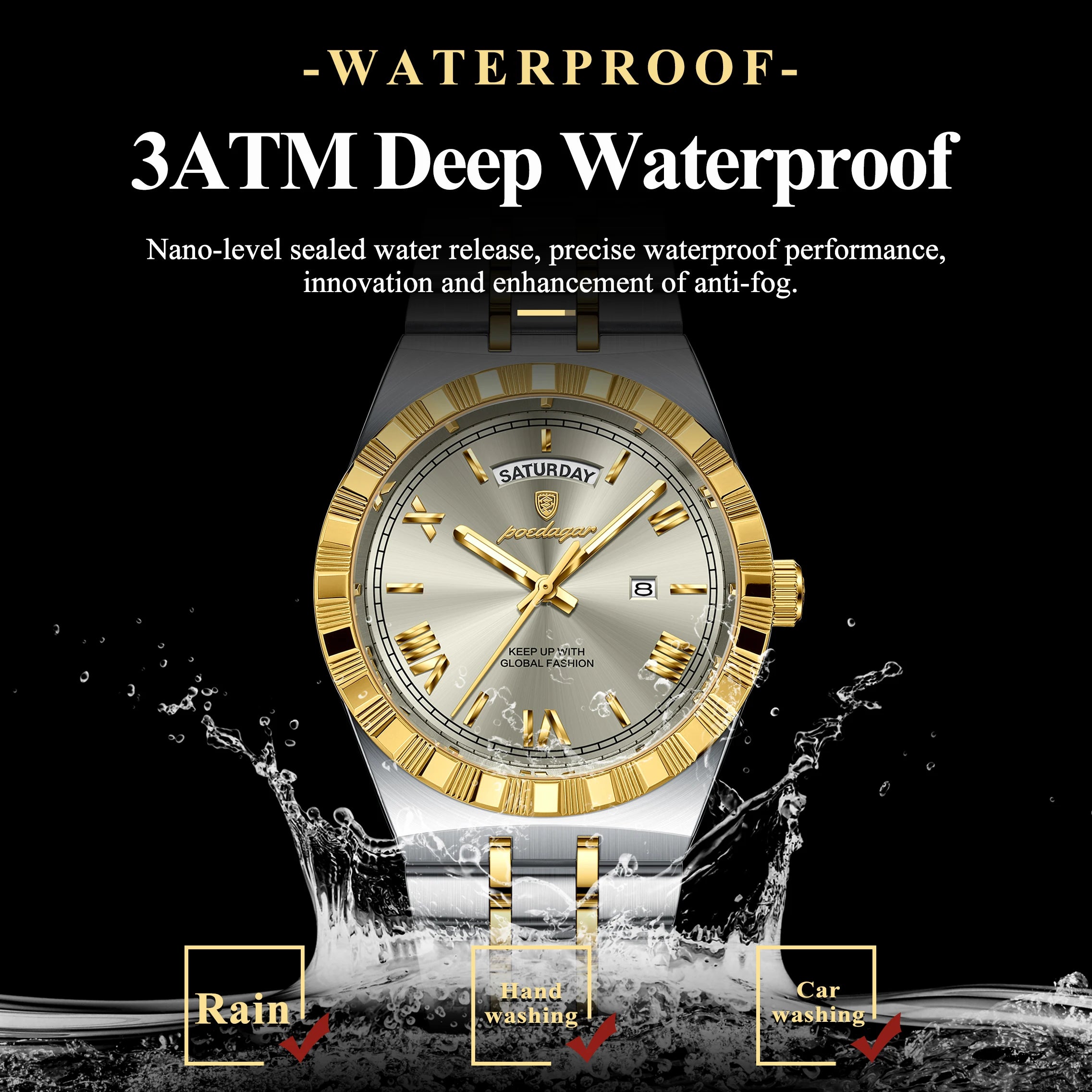 POEDAGAR Fashion Business Men's Watch Luminous