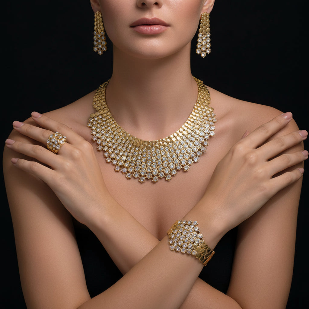 GZJPEI Shiny White Zircon Jewelry Set For Women Italy