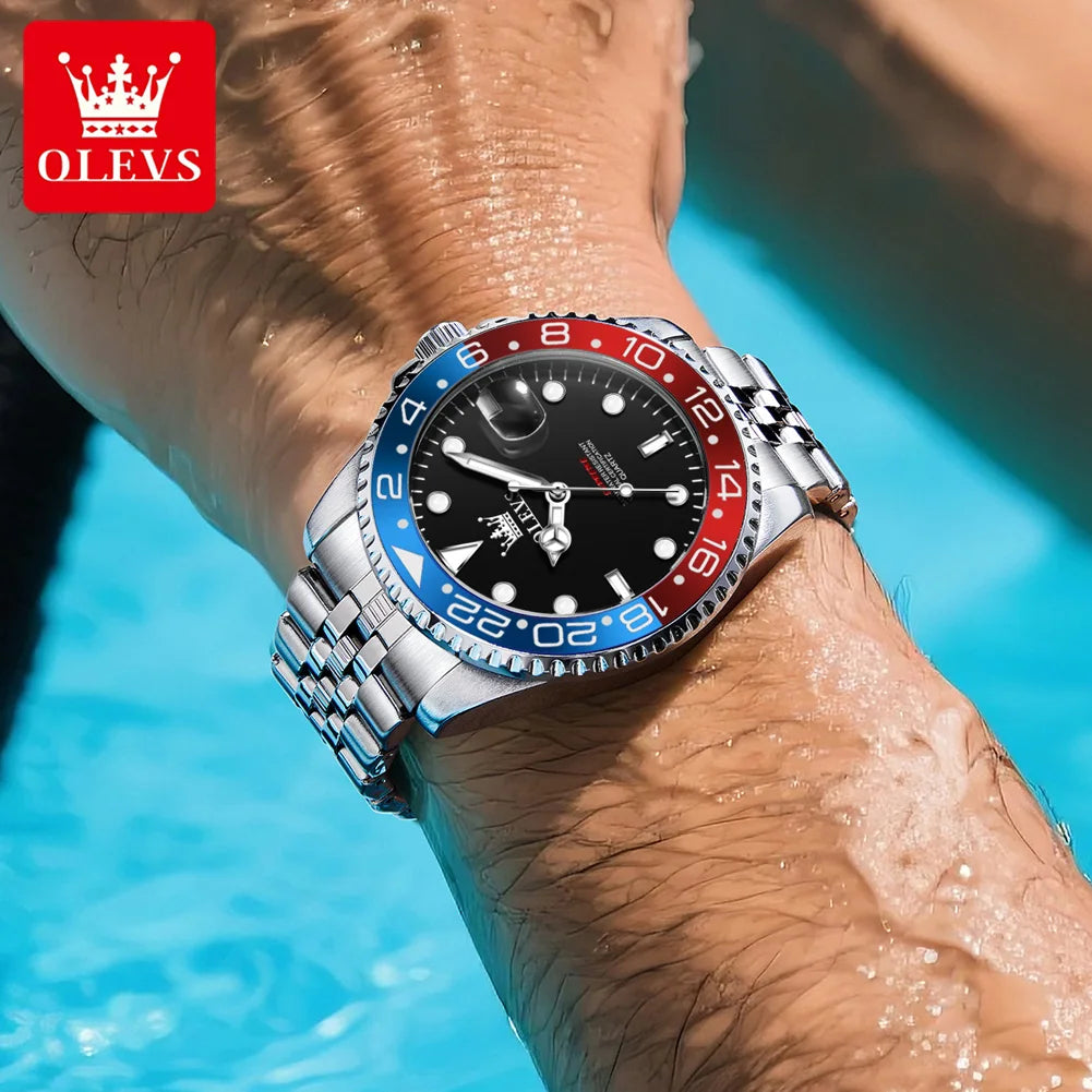 OLEVS Top Men's Watches Original Stainless Steel Date