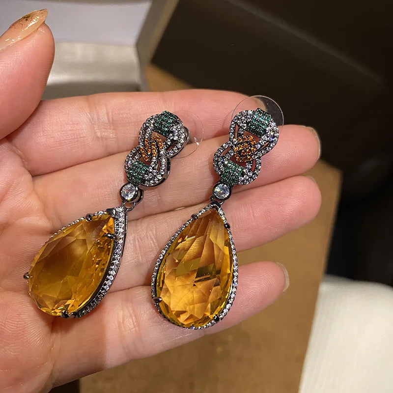 Bilincolor Fashion Vintage Big Yellow Cubic Zircon - 1Yellow