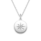 925 Silver Round Star Pendant Necklaces For Women
