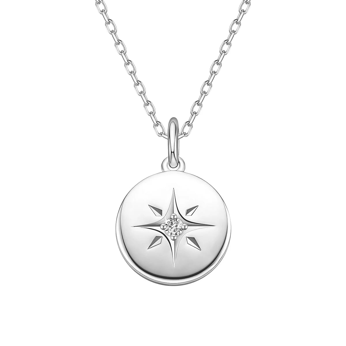 925 Silver Round Star Pendant Necklaces For Women