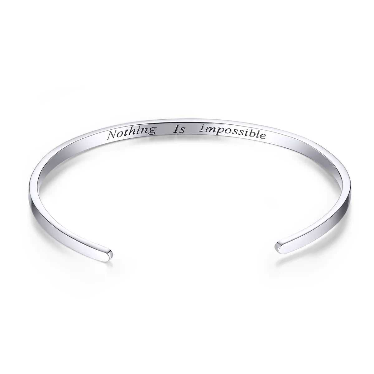 bamoer Engrave Courage Bangle silver