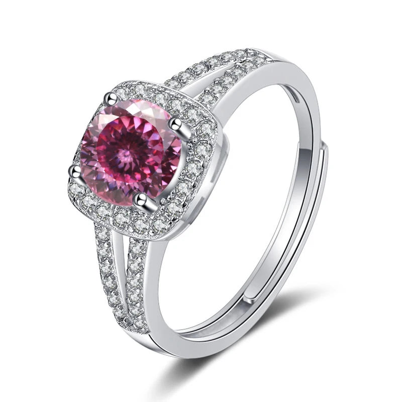 JoyceJelly 13-farbiger echter Moissanitring 1 Karat 6,5 MM