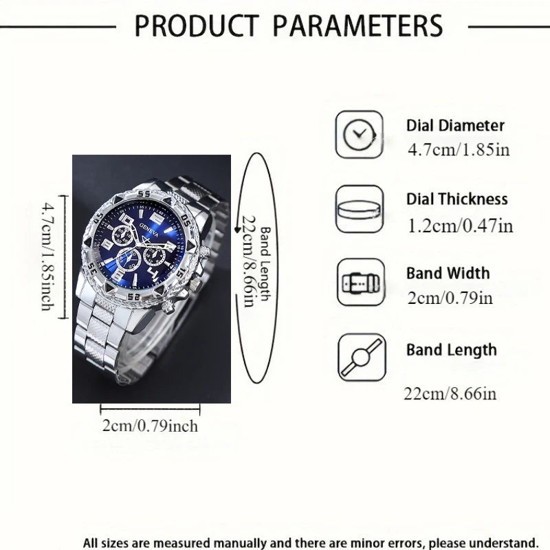 [4pcs/set Business Quartz Watch] Large Dial Trendy