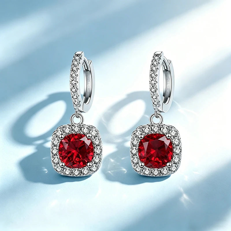0.5-1 Carat Moissanite Earrings for Women S925 - FBEH Red 2pcs / A-Moissanite 0.5ct, FBEH Red 2pcs / A-Moissanite 1.0ct